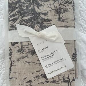 NWT Pottery Barn Rustic Forest Standard Pillowcases Set of 2 woodland Cabin Deer